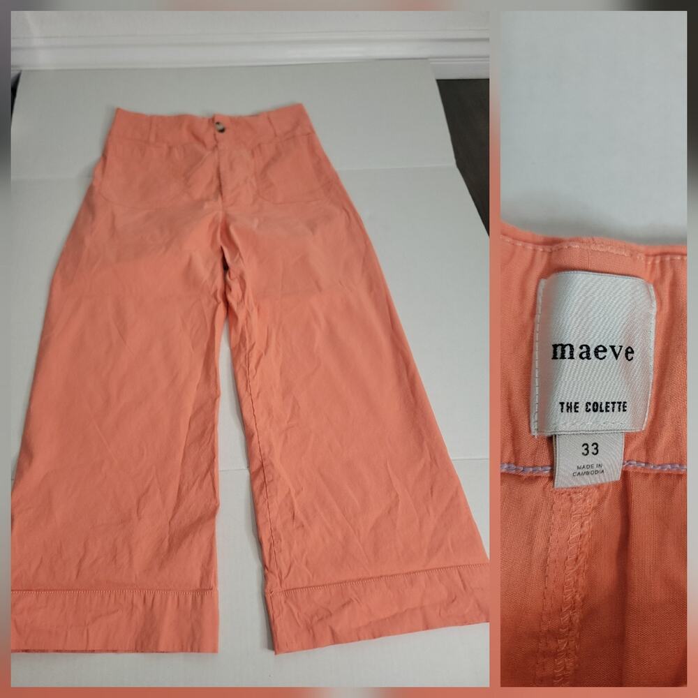 Maeve by Anthropologie The Colette Wide Leg Pants Women Size 33 Orange Casual
